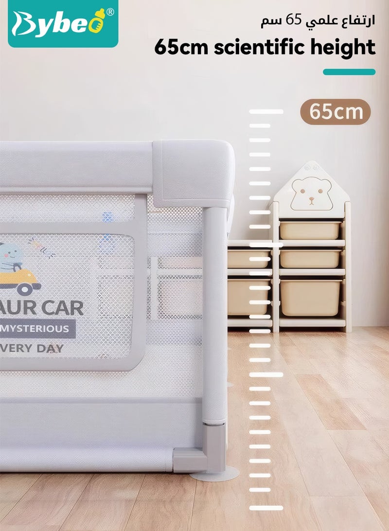 Bybeo Baby Playpen Fence, Portable Baby Playard for Toddlers, Safety Infant Activity Center, Sturdy Play Area with Basketball Ball and Hoop, 2 Pull Rings, 60 Ocean Balls, 180x200cm - Image 3